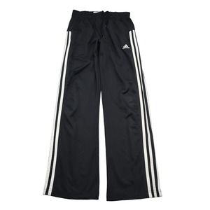 Adidas Pants Boys M Black 3 Stripes Slash Pockets Drawstring Track Pants